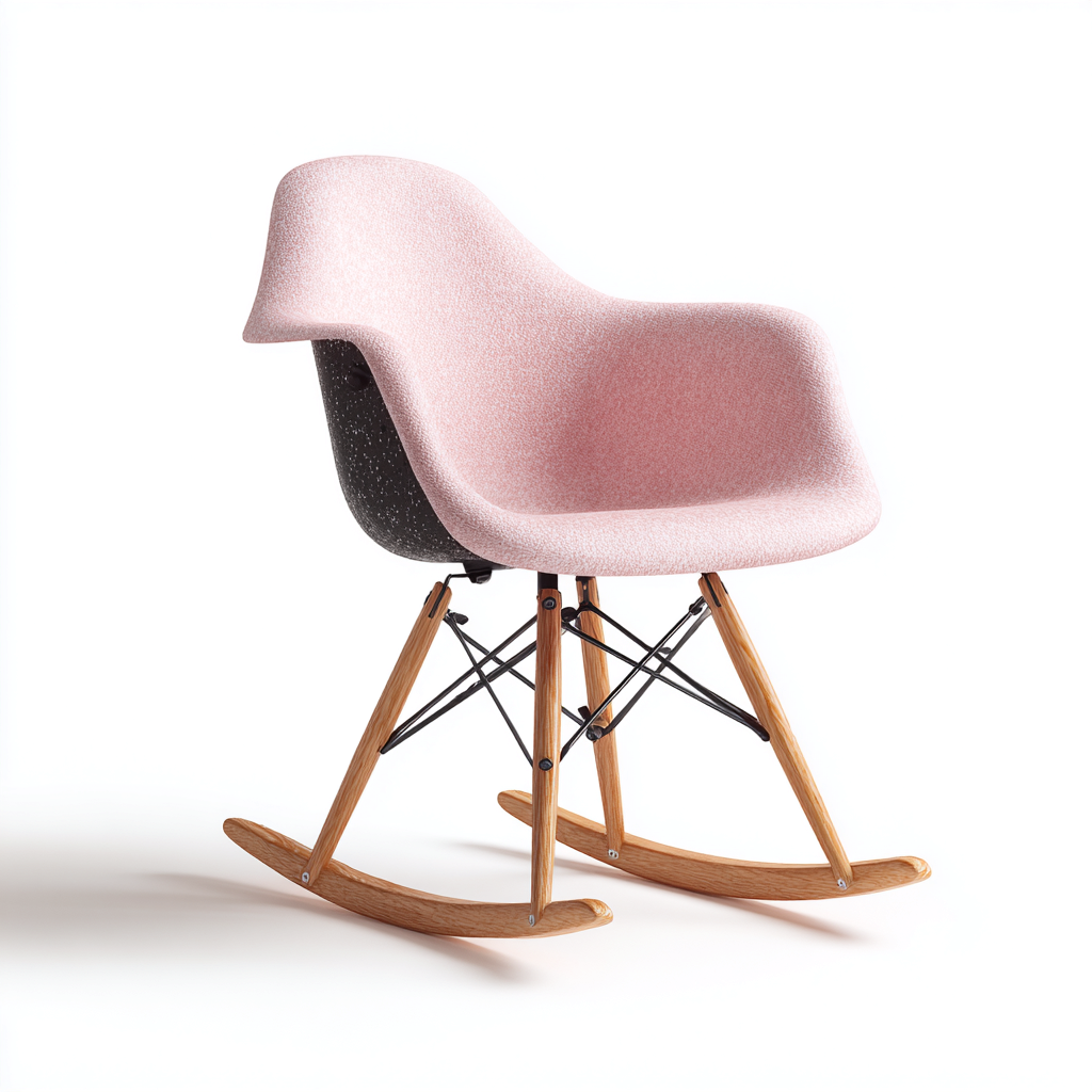 Schaukelstuhl - Kunststoffschale - 65x60x75 cm - Rosa-Schwarz - Modernes Design-Craftgoshop