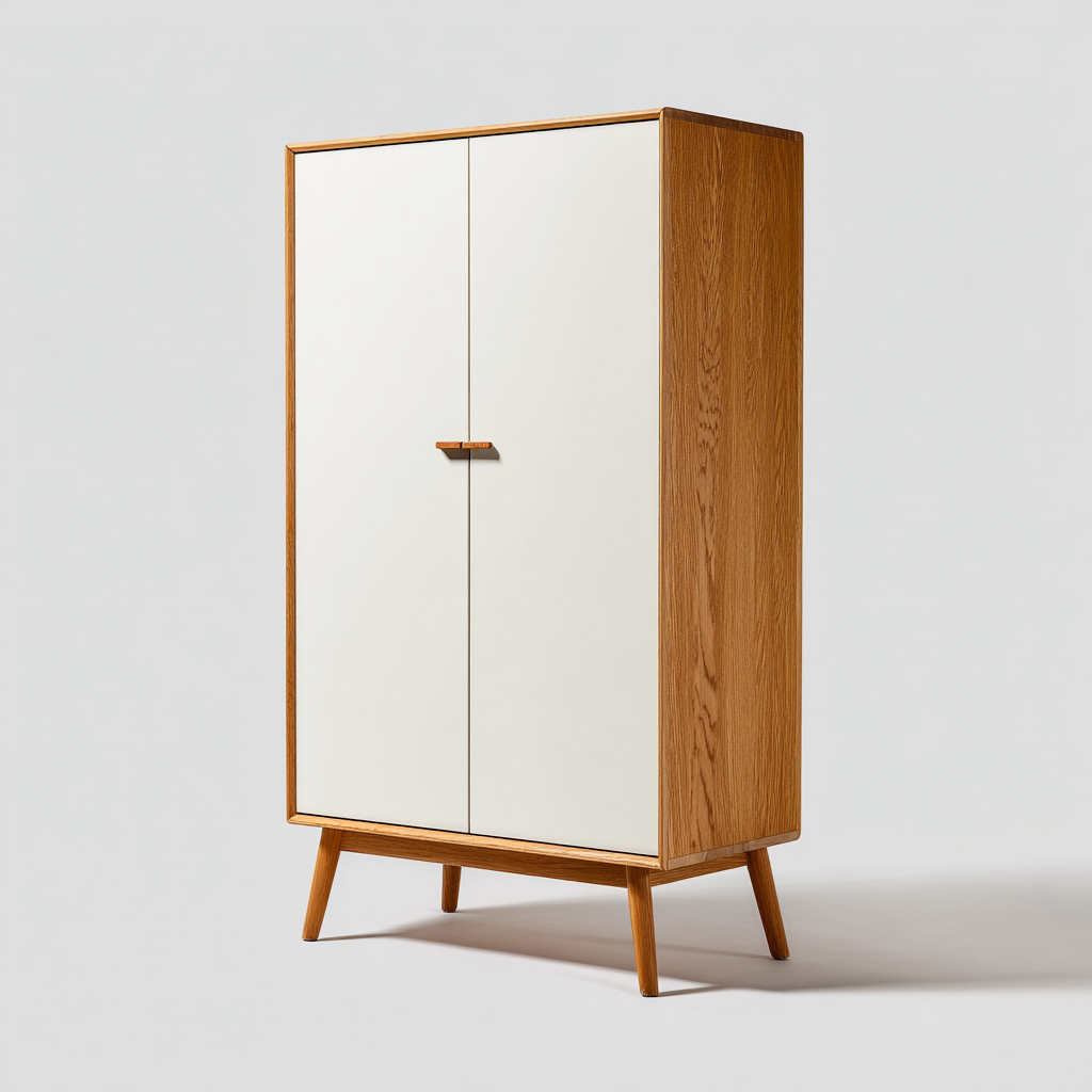 Kleiderschrank - Holz - 85x48x175 cm - Weiß-Eiche - modernes Design-Craftgoshop