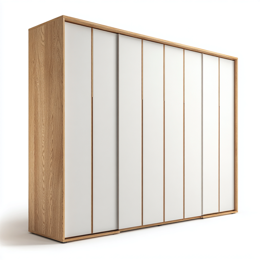 Kleiderschrank - Holz - 240x60x220 cm - Weiß-Eiche - modernes Design-Craftgoshop