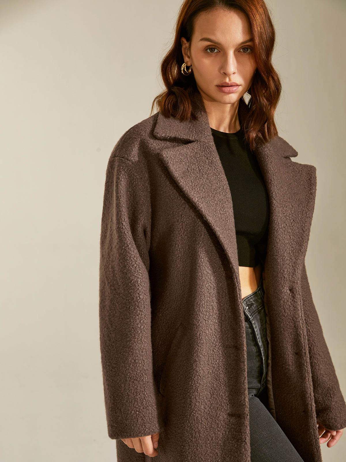 Oversized Essential Long Coat-Chicvia