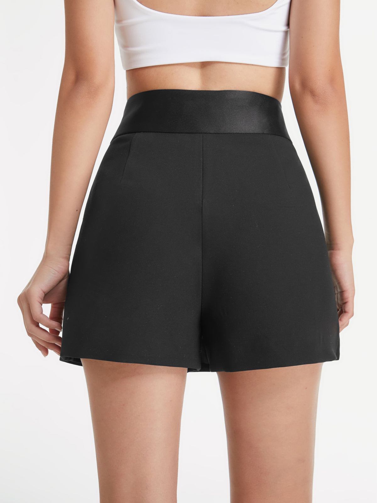 High Waisted Satin Band Mini Skort-Chicvia