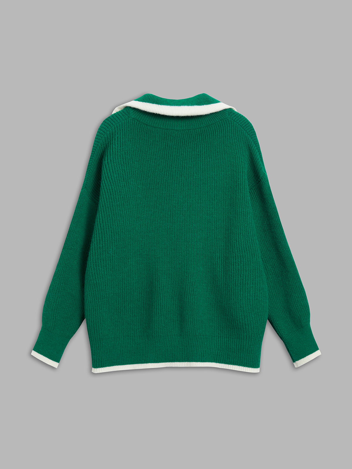 Oversized Loaf Zip Collared Cardigan-Chicvia