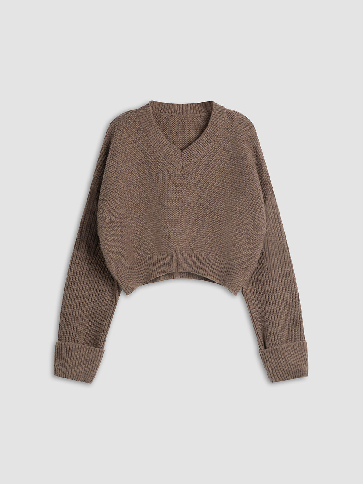 Minimalism V Neck Pullover Sweater-Chicvia