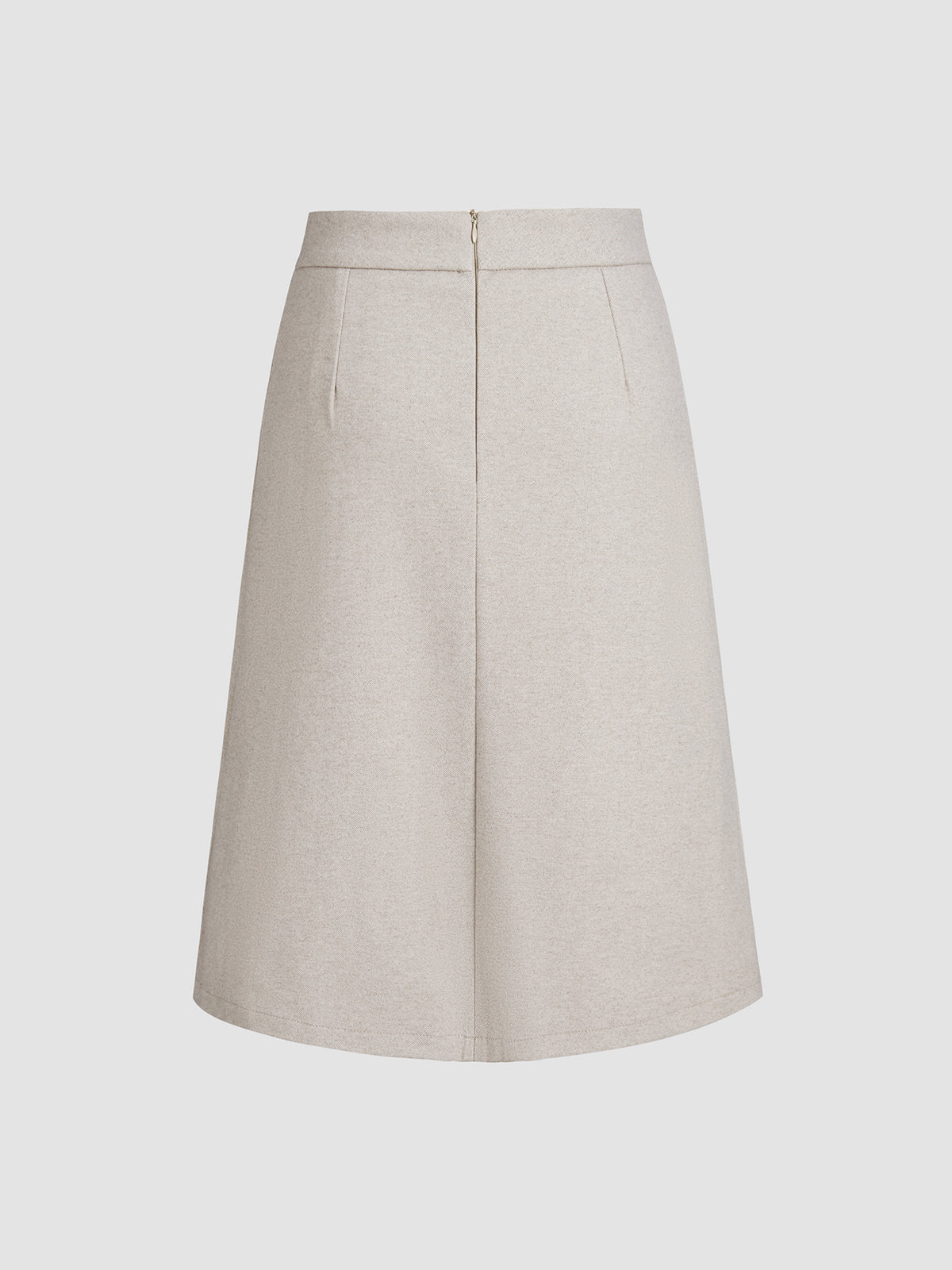 Ivory Glow Zip Up Skirt-Chicvia