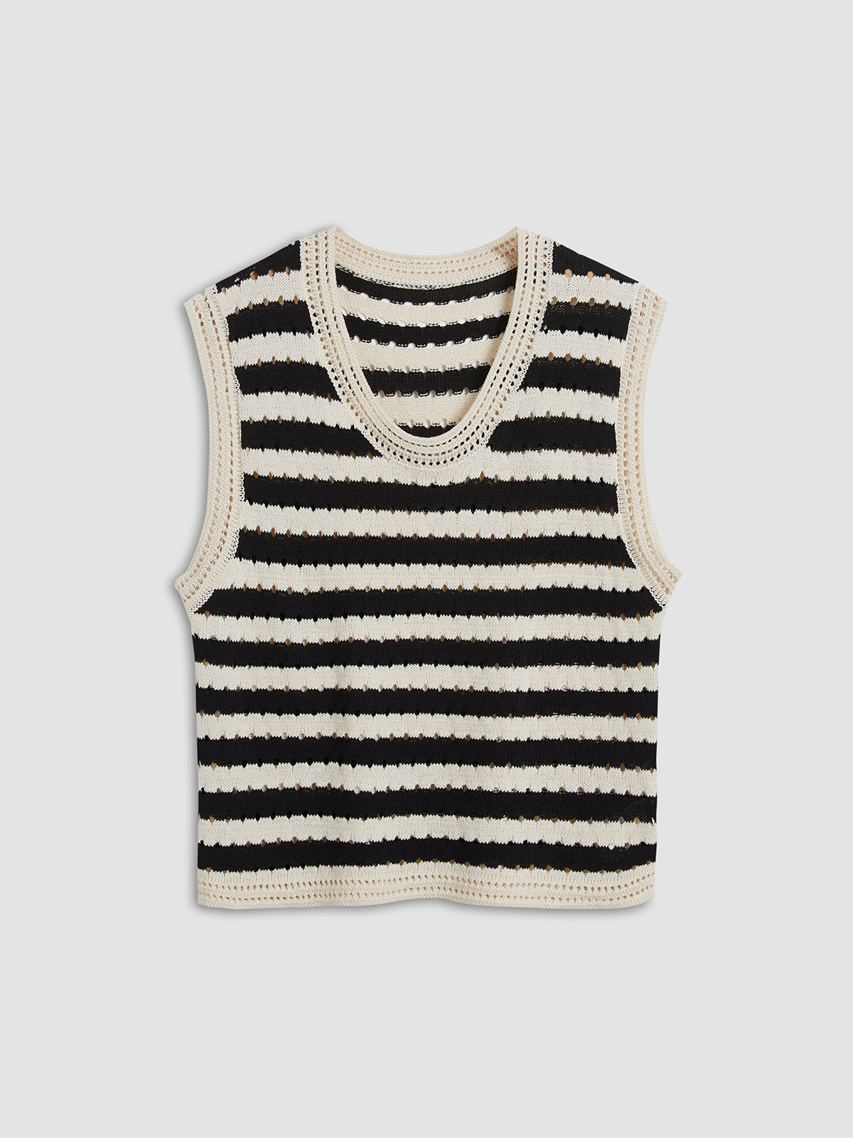 Classy Stripe Crochet Sweater Vest-Chicvia