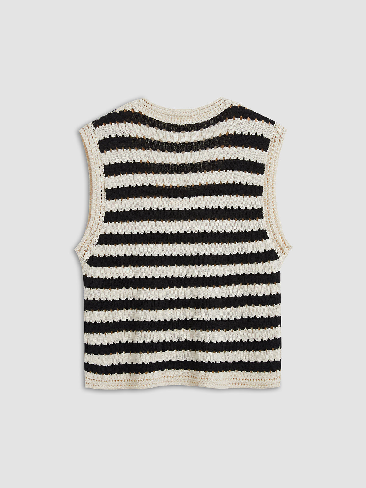 Classy Stripe Crochet Sweater Vest-Chicvia