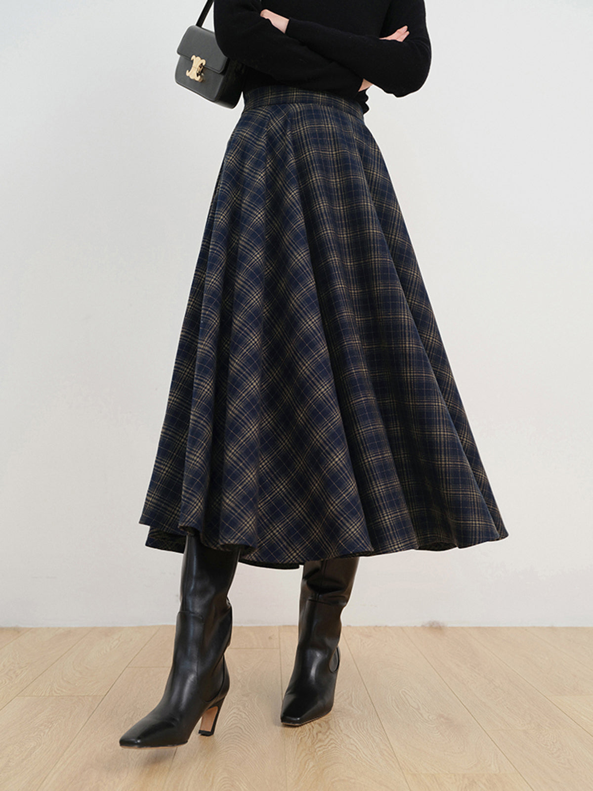 Keep In Check Long Skirt-Chicvia