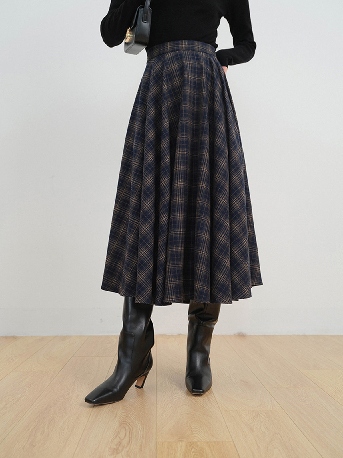 Keep In Check Long Skirt-Chicvia