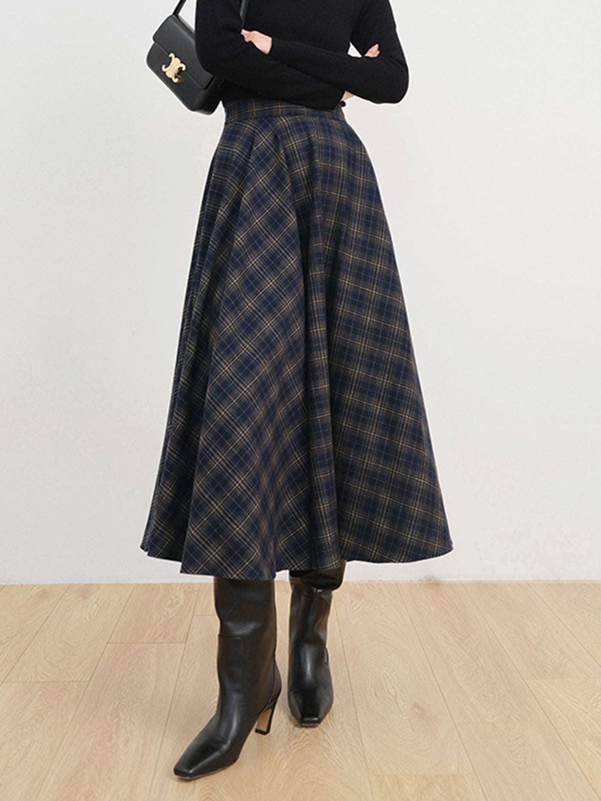 Keep In Check Long Skirt-Chicvia