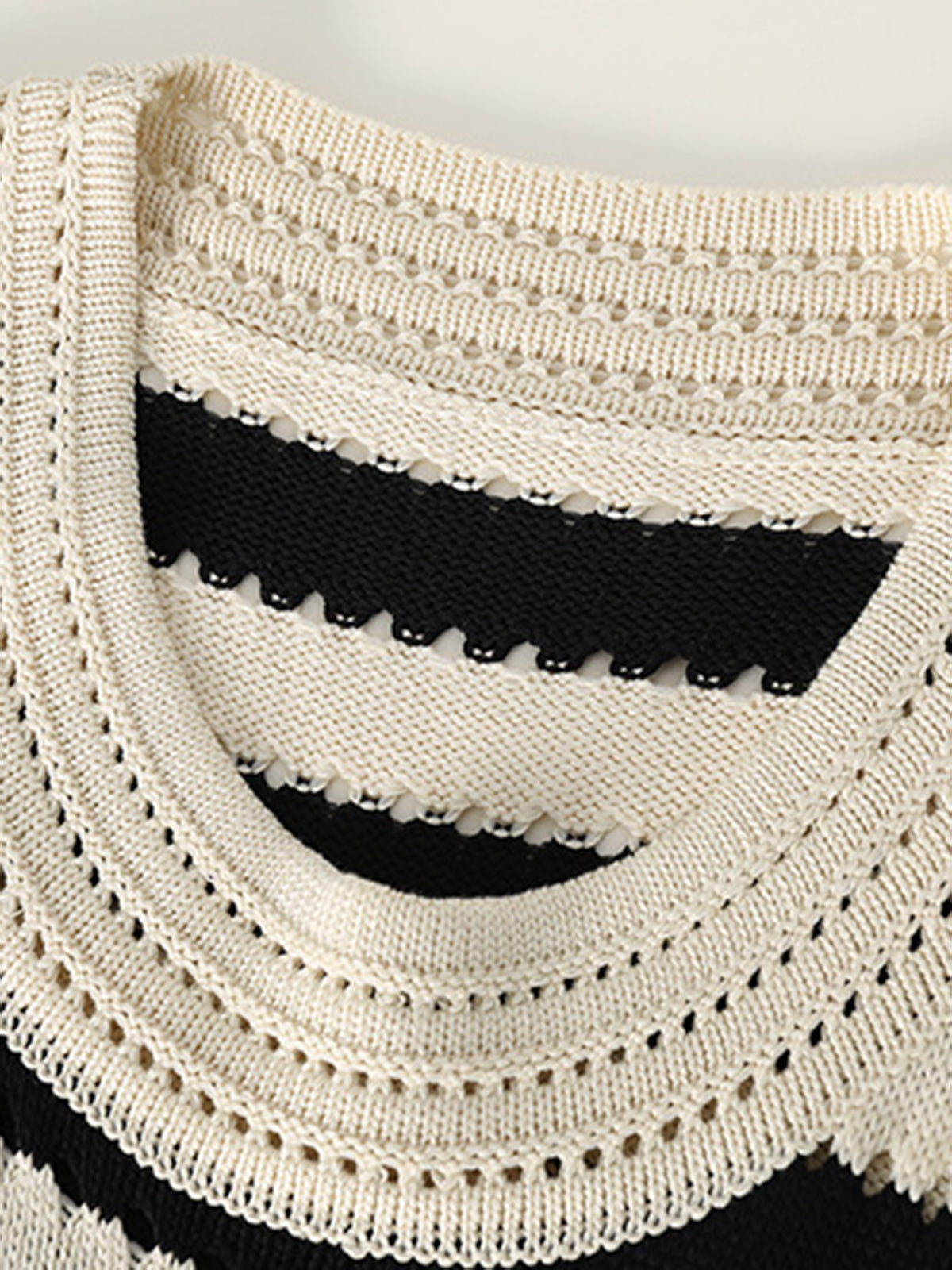 Eyelet Stripe Knit Short Dress-Chicvia