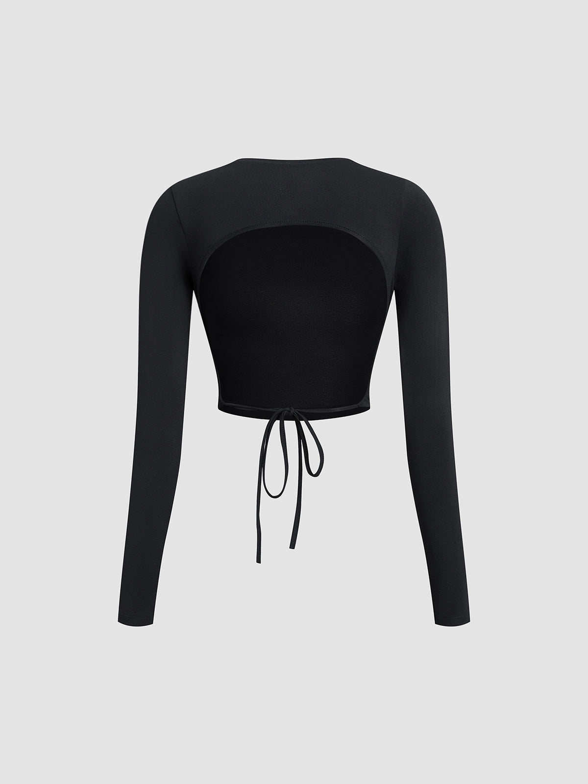 Open Back Long Sleeve Crop Shirt-Chicvia