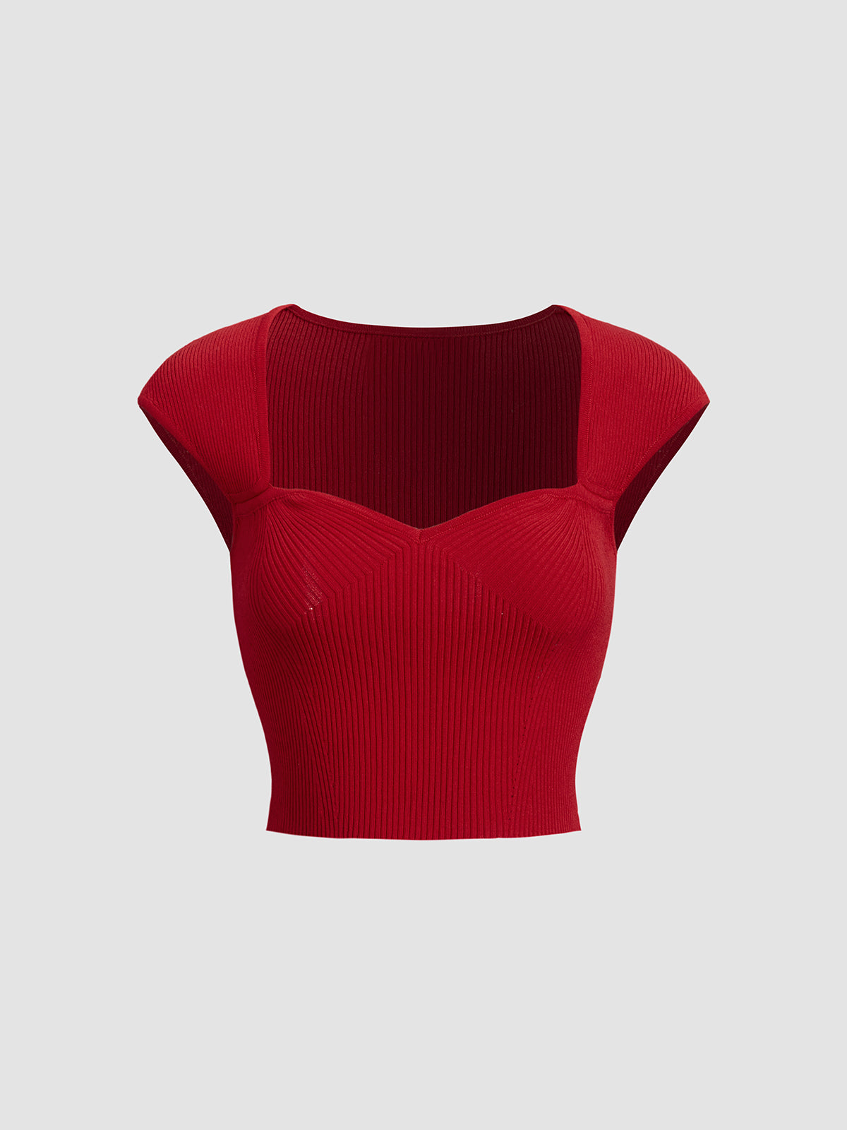 Paris Square Neck Ribbed Crop Knit Top-Chicvia