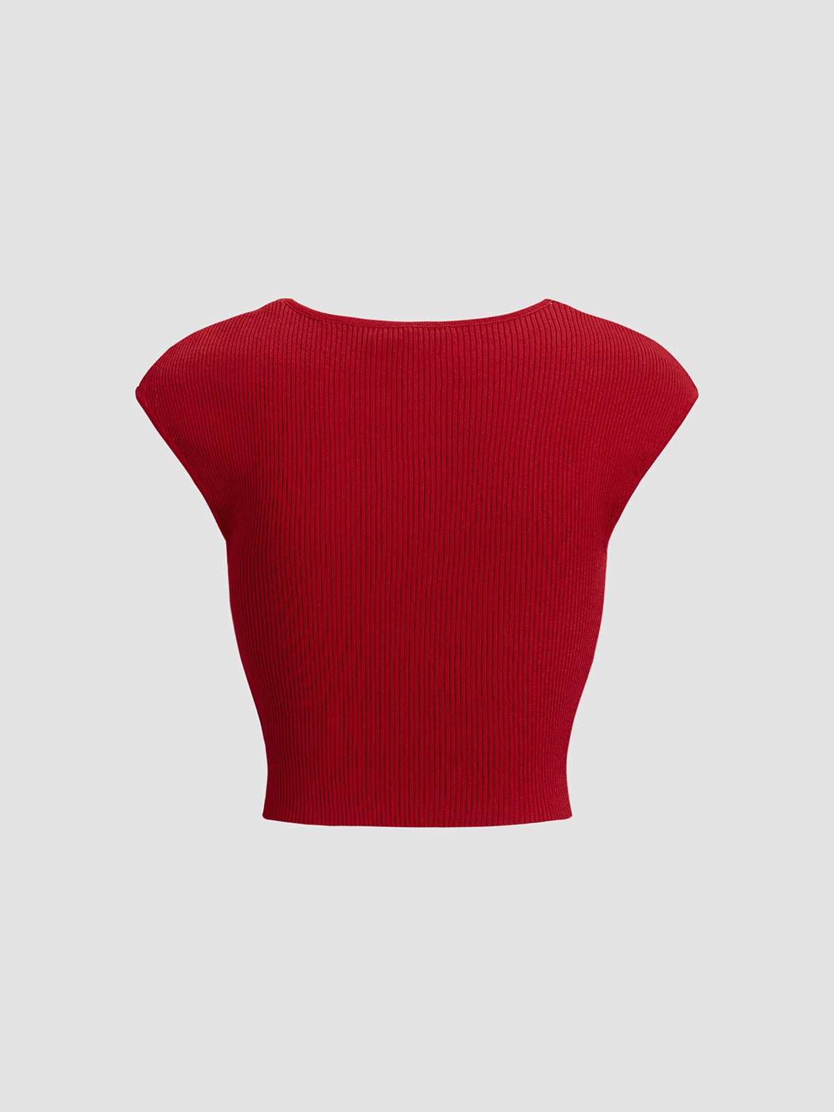 Paris Square Neck Ribbed Crop Knit Top-Chicvia