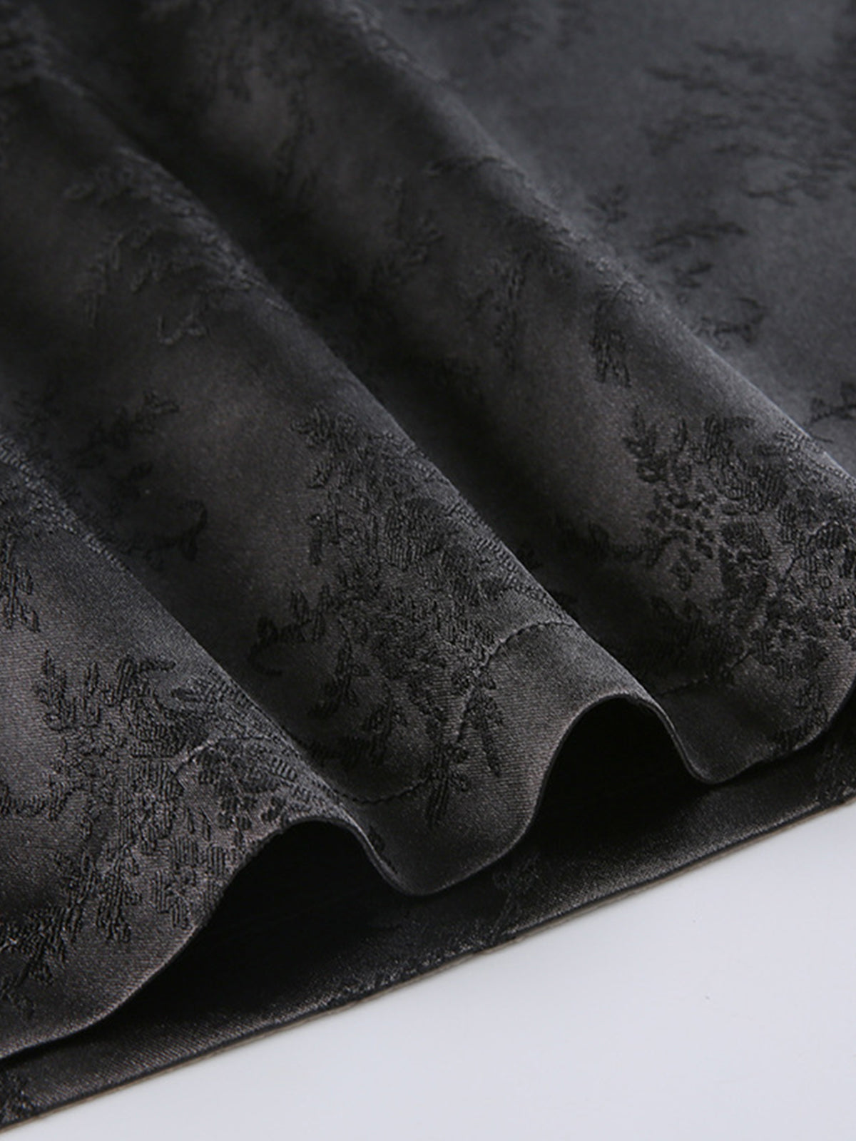 Floral Satin Slit Midi Skirt-Chicvia