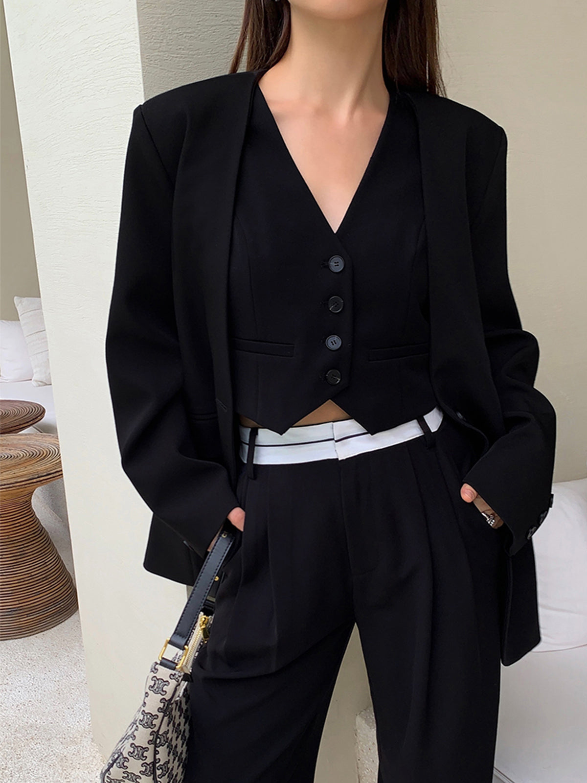 Leisure Button Up Vest-Chicvia