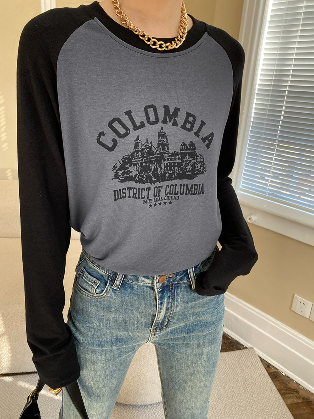 Colombia Adventure Contrast Long Sleeve Shirt-Chicvia
