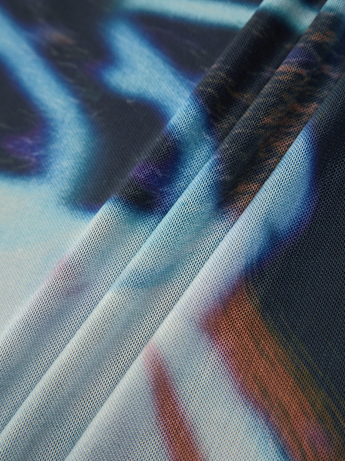 Cyber Waves Mesh Ruched Midi Dress-Chicvia