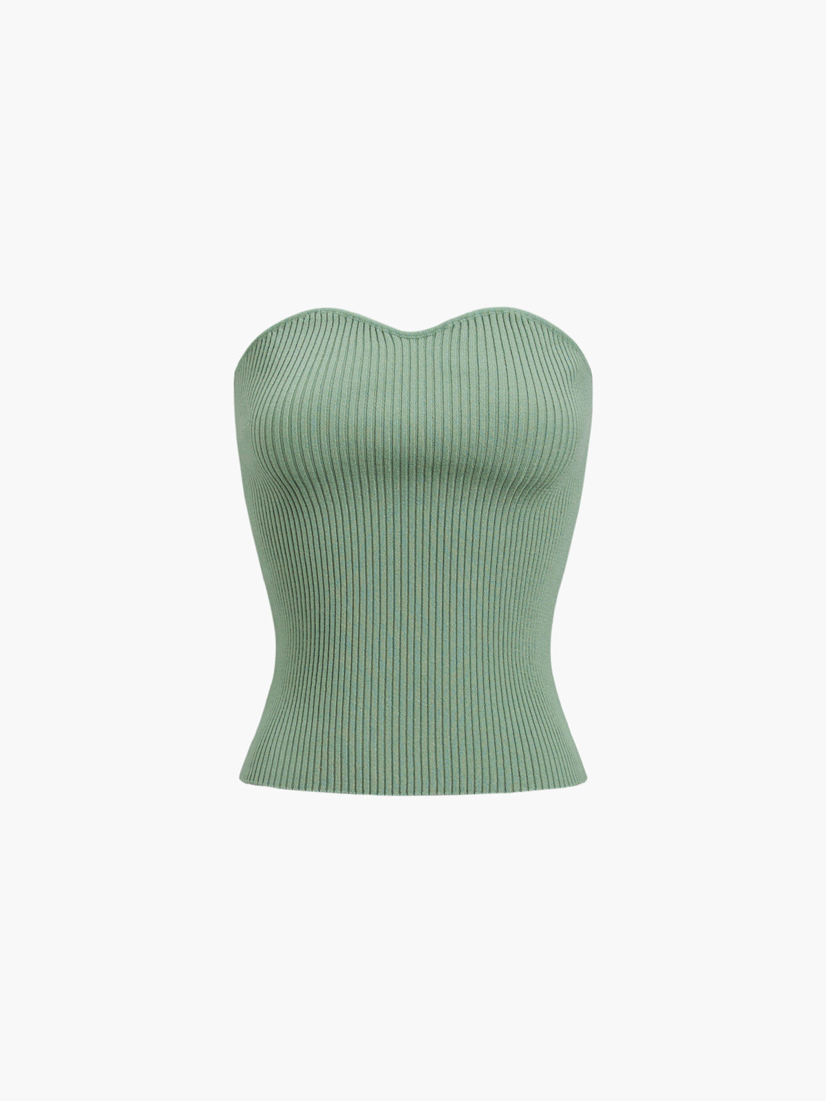 Leisure Ribbed Sweetheart Strapeless Tube Top-Chicvia