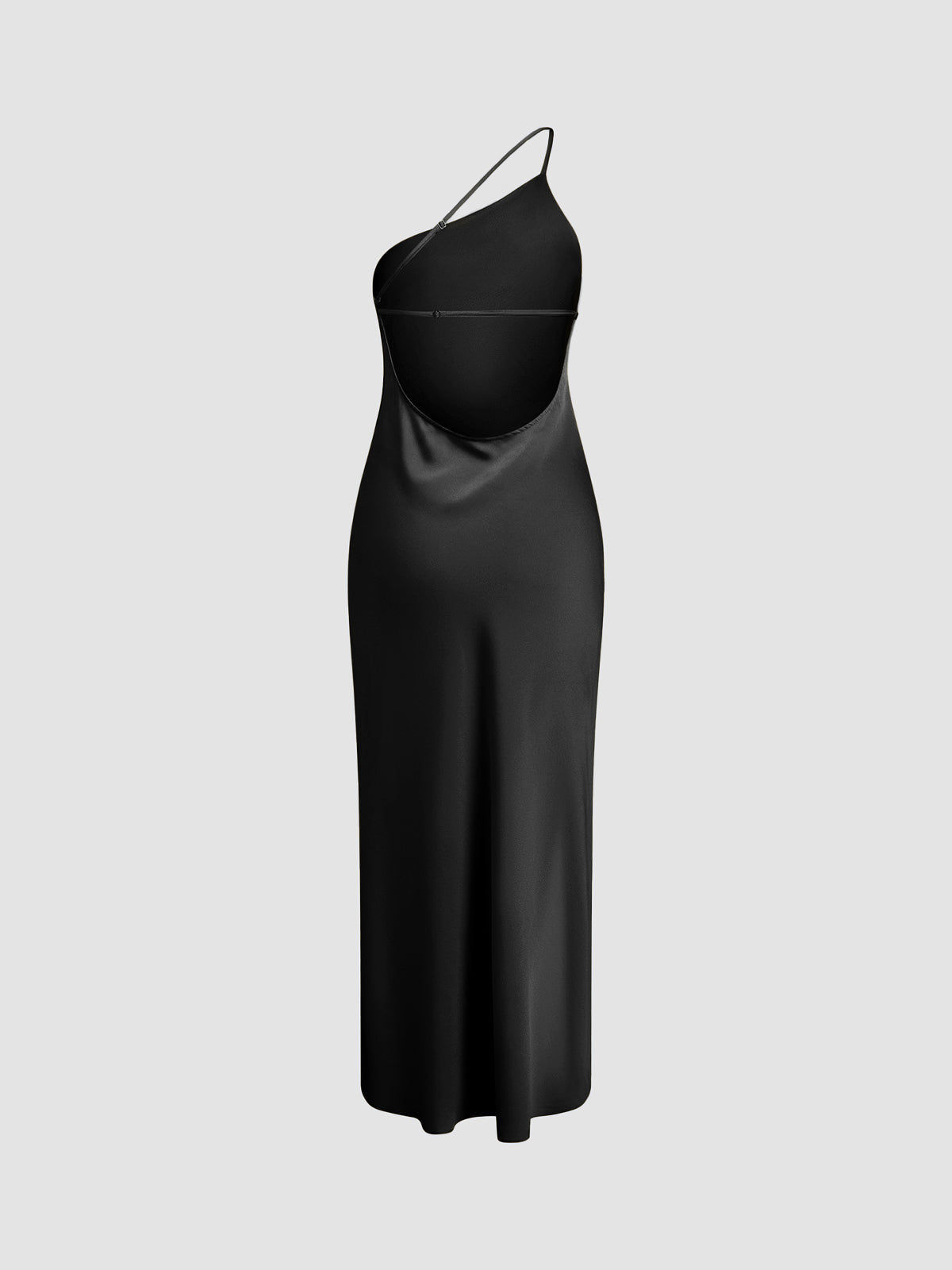Moonlight Open Back Satin Slit Long Dress-Chicvia