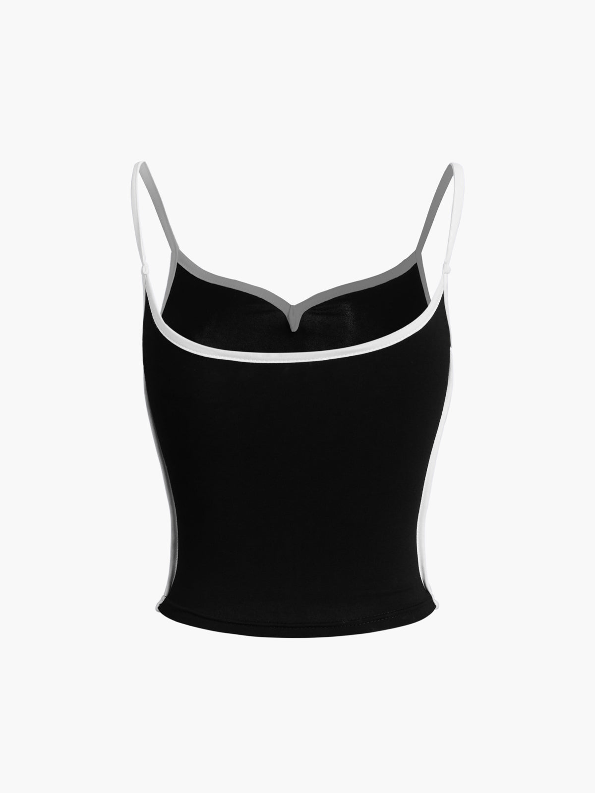 Contrast Trim Sweetheart Ribbed Crop Cami Top-Chicvia