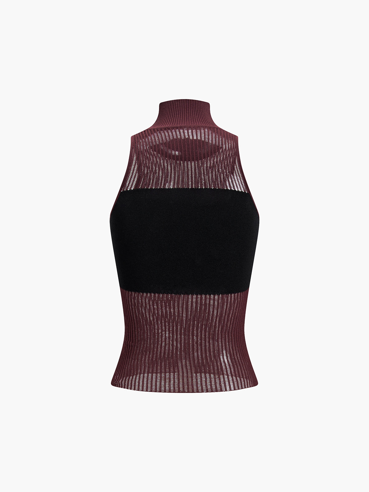 Combination Mock Neck Tank Top-Chicvia