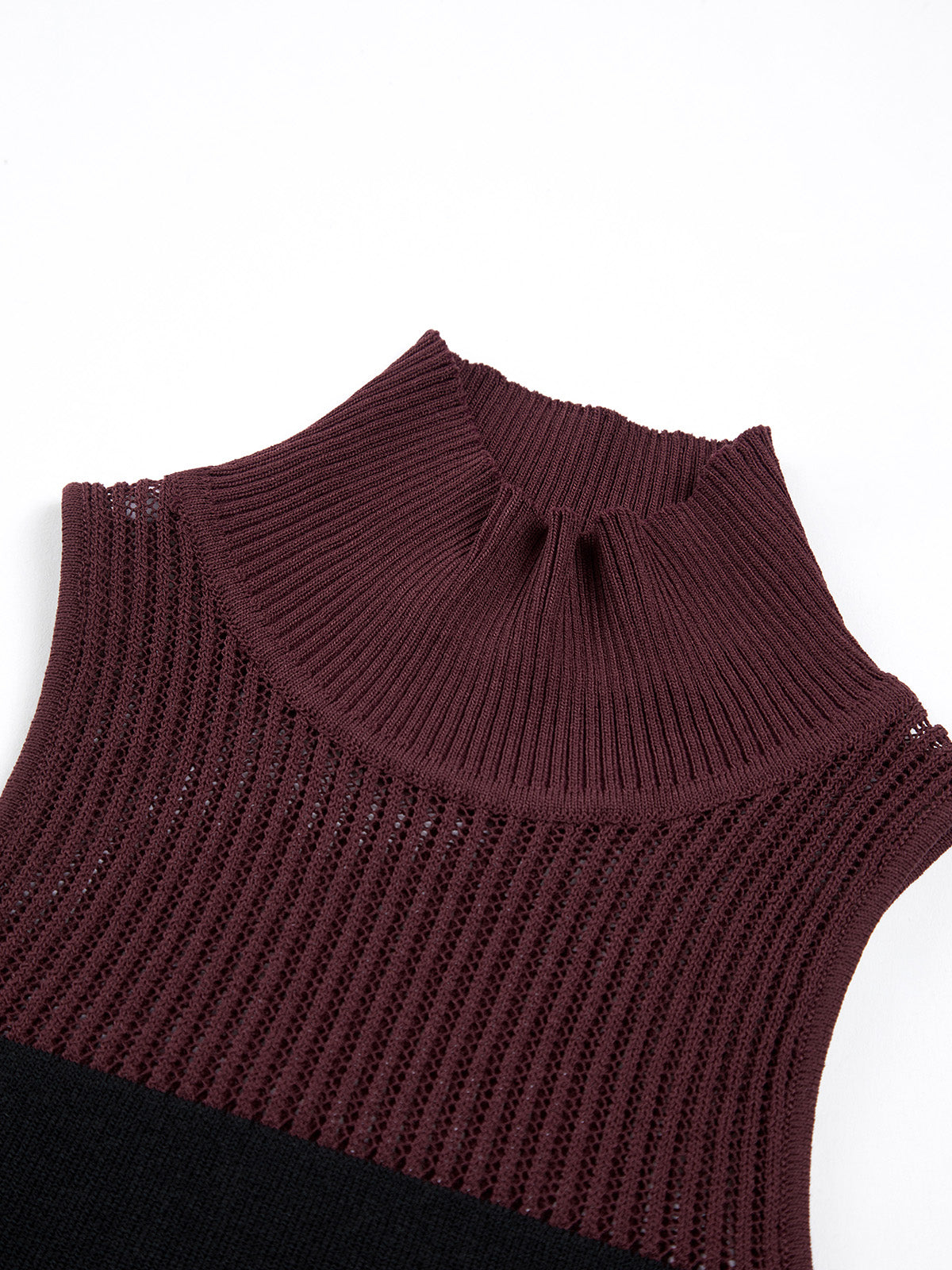 Combination Mock Neck Tank Top-Chicvia