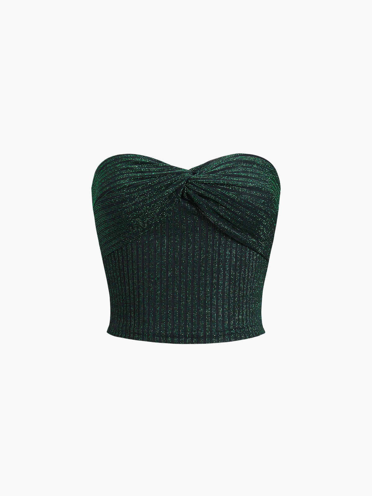 Glitter Sweetheart Tube Crop Top-Chicvia