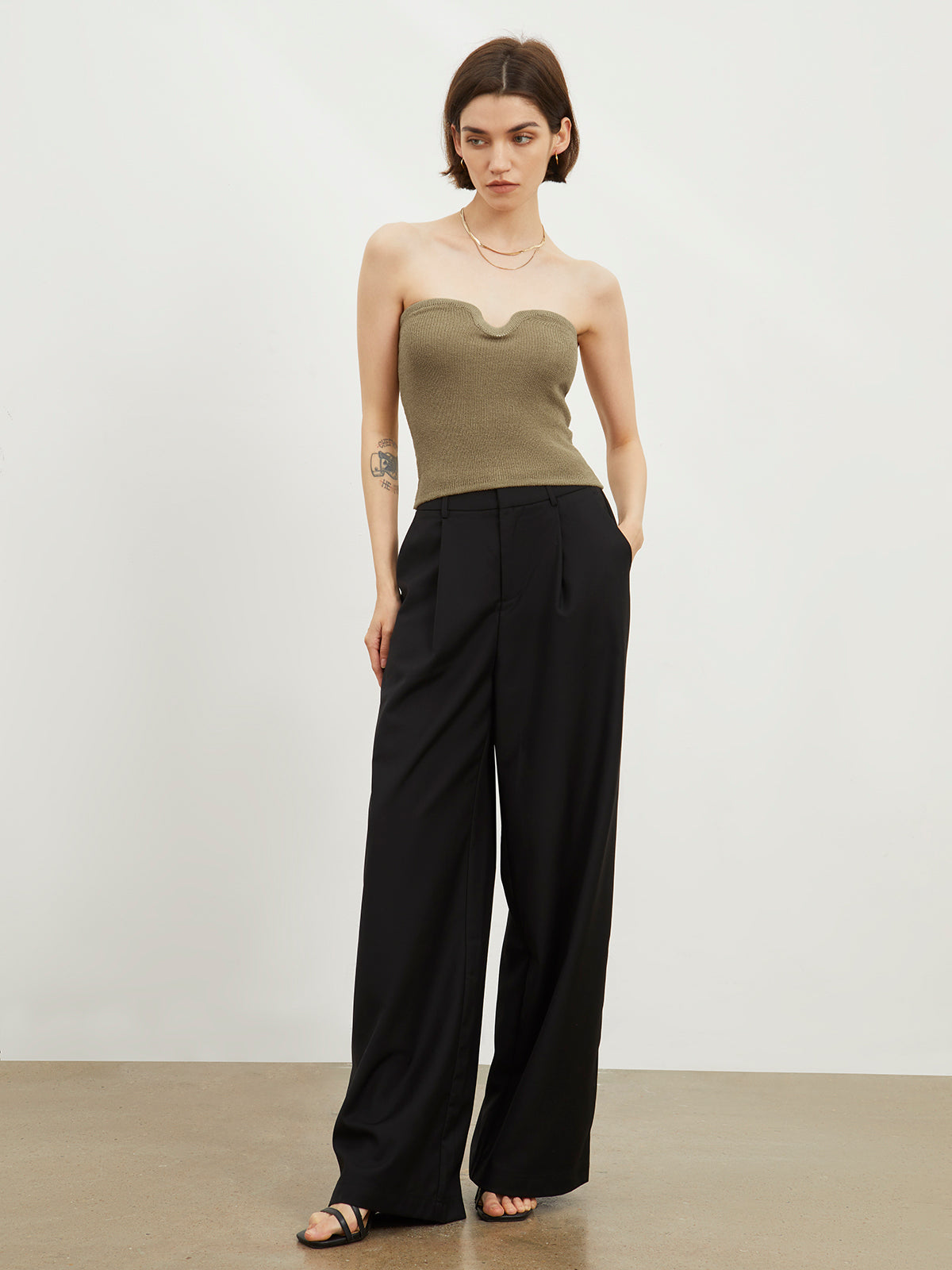 Bustier Knit Tube Top-Chicvia