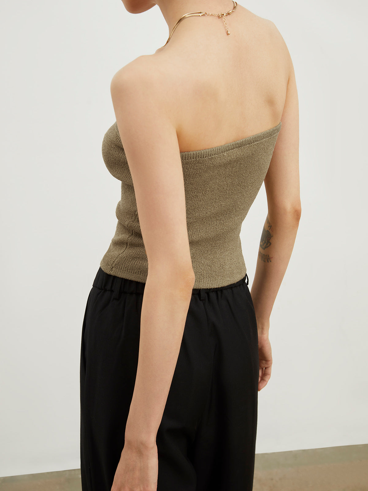 Bustier Knit Tube Top-Chicvia