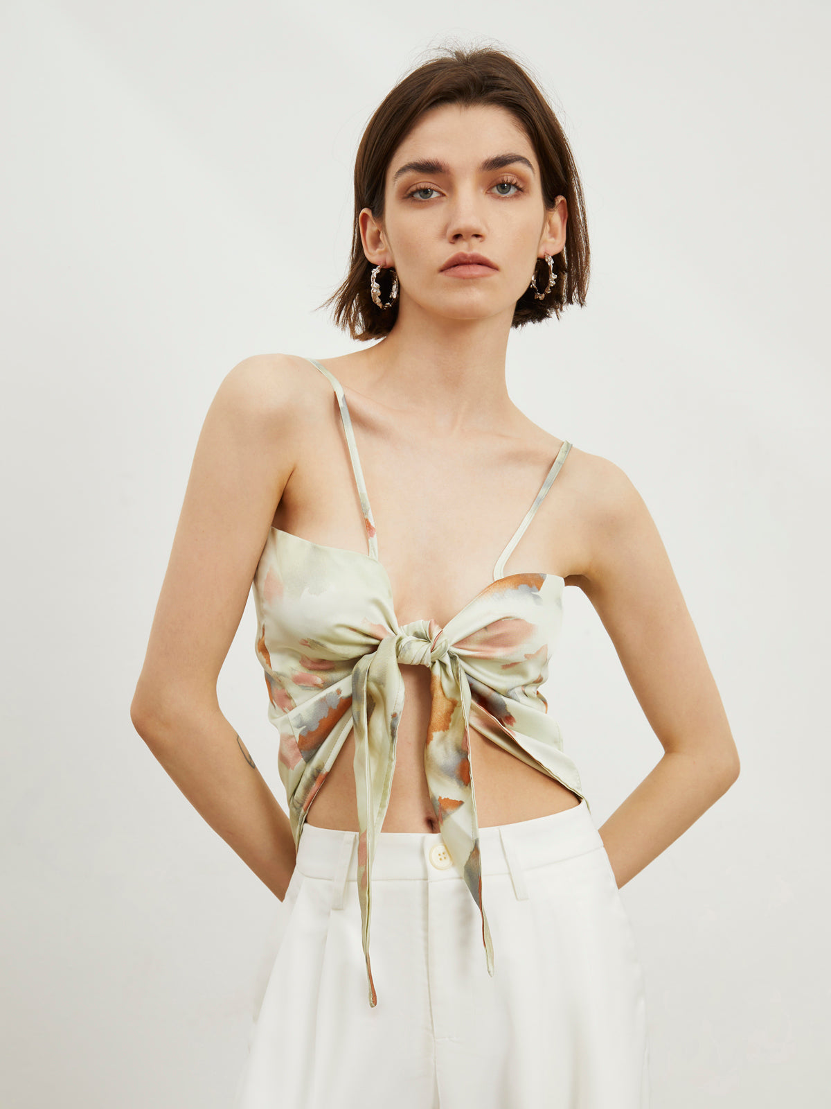 Double Sided Tie Dye Satin Cami Top-Chicvia