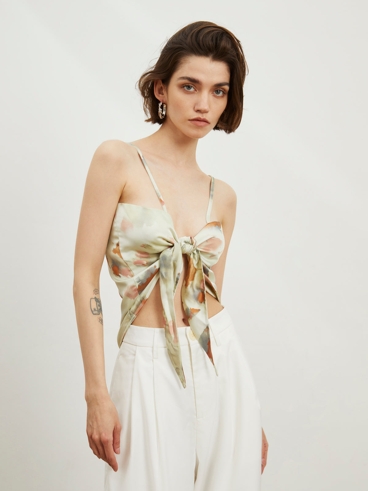 Double Sided Tie Dye Satin Cami Top-Chicvia