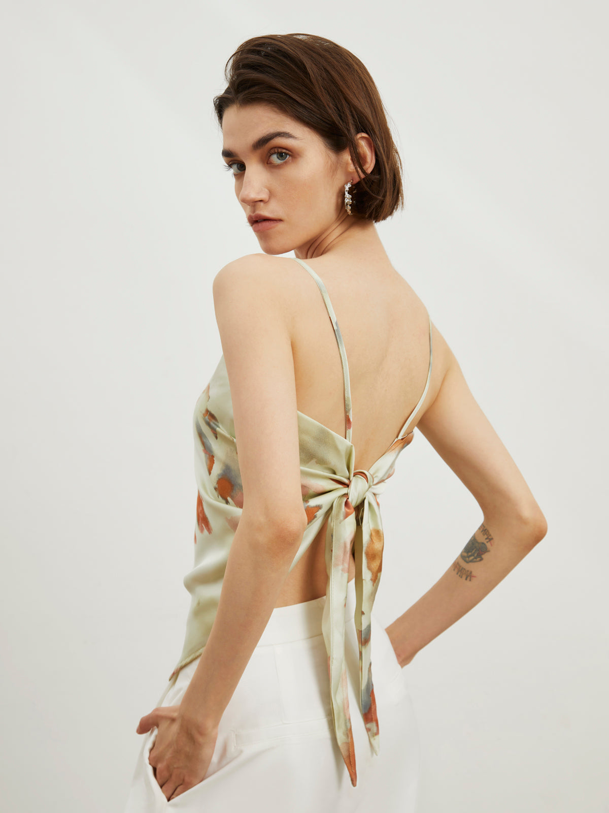 Double Sided Tie Dye Satin Cami Top-Chicvia