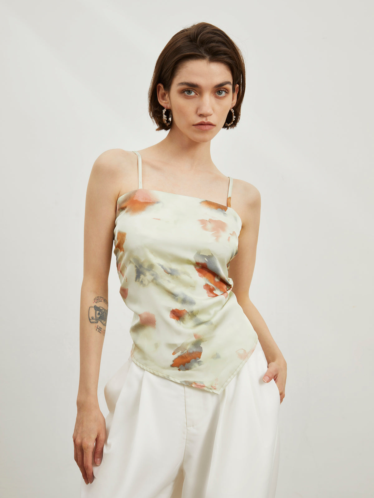 Double Sided Tie Dye Satin Cami Top-Chicvia