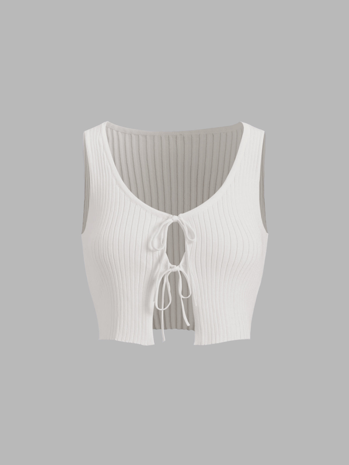 Fly Away Tied Rib Crop Tank Top-Chicvia