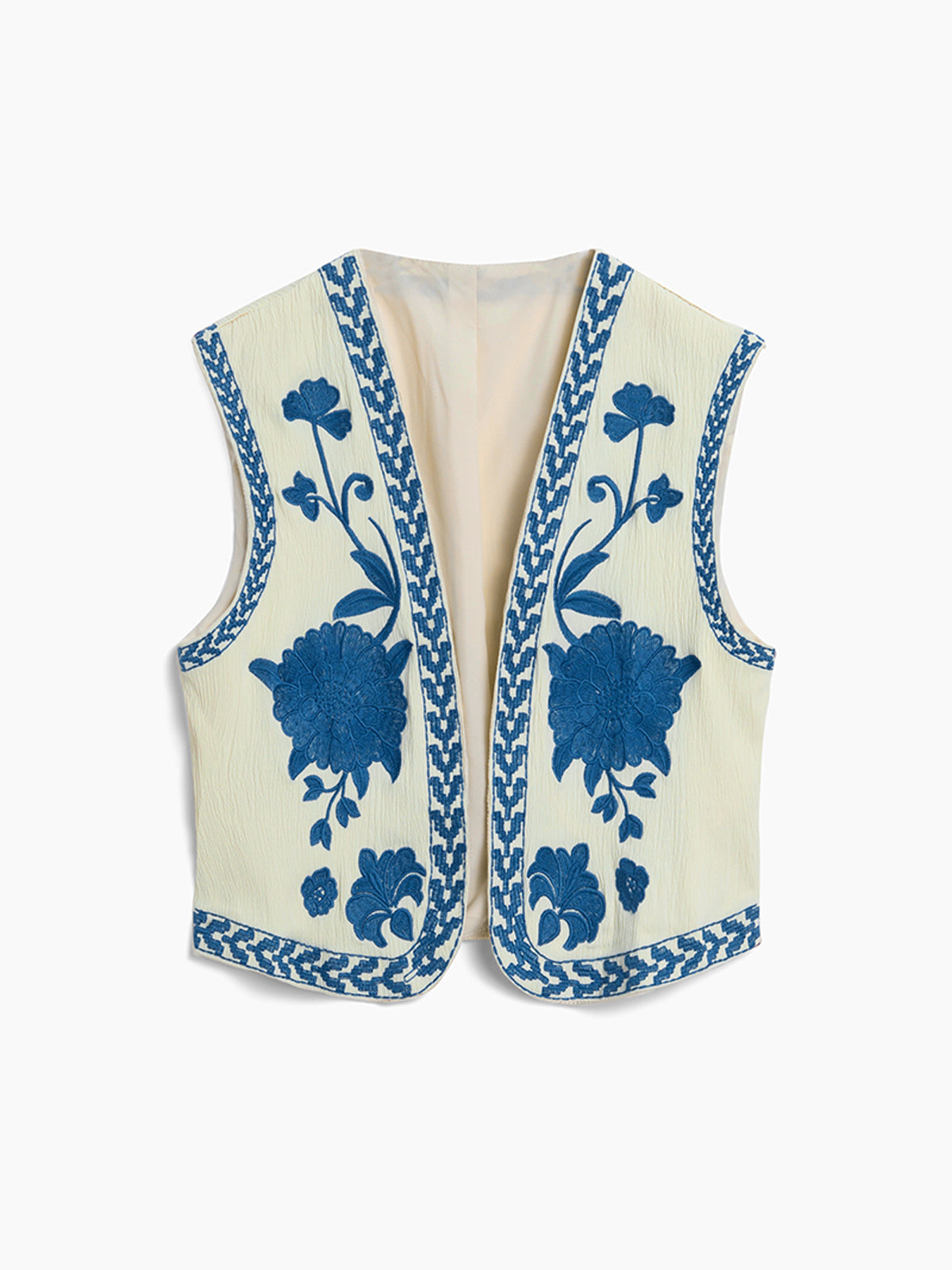 Embroidered Floral Vest-Chicvia
