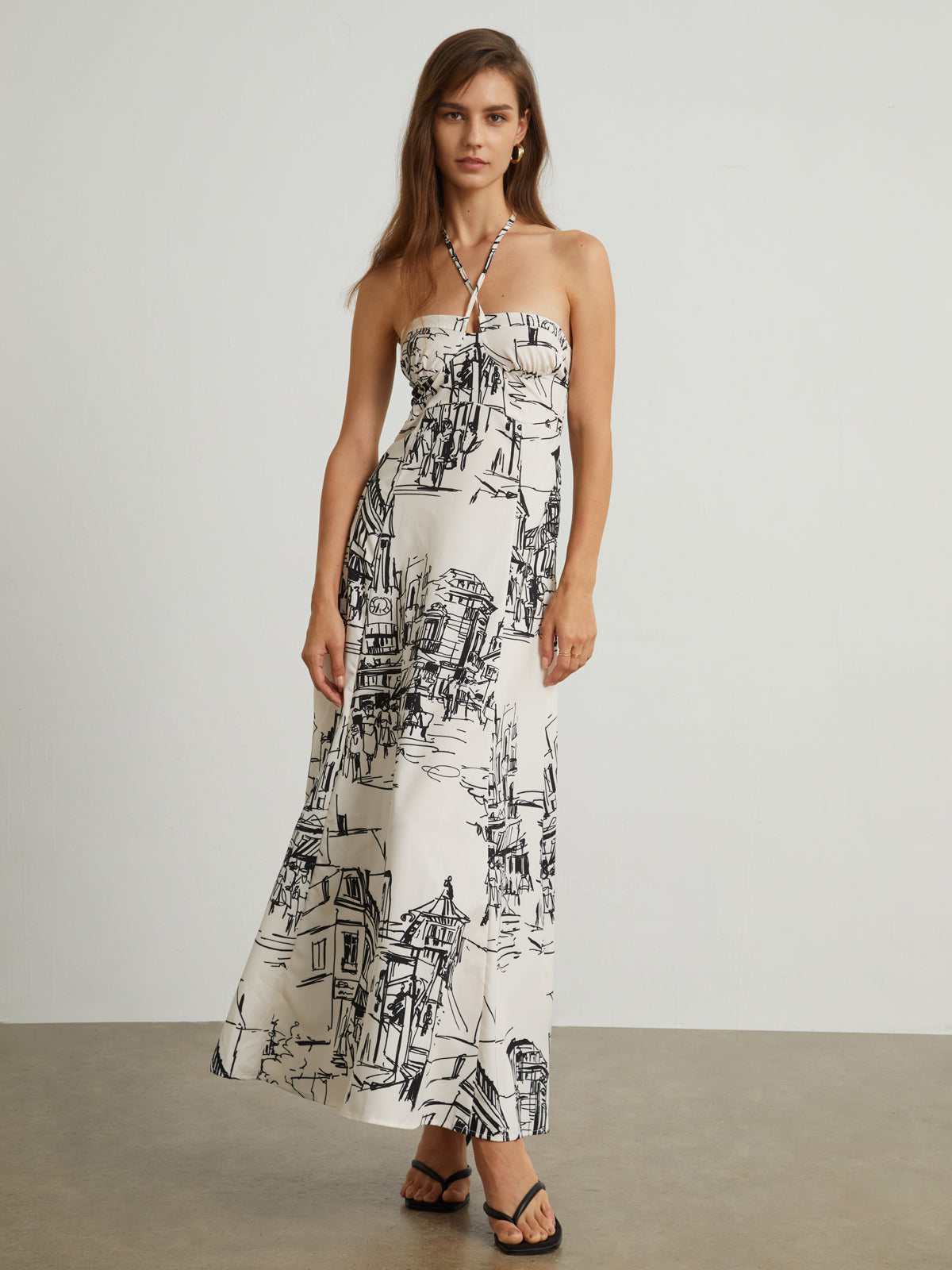 Paris Street Halter Long Dress-Chicvia