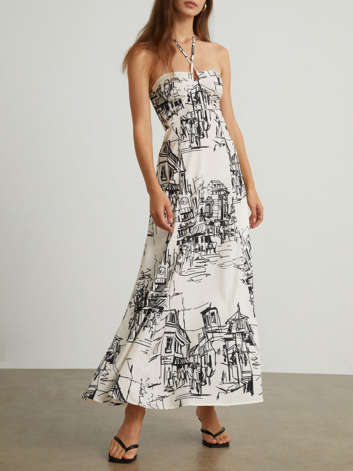 Paris Street Halter Long Dress-Chicvia