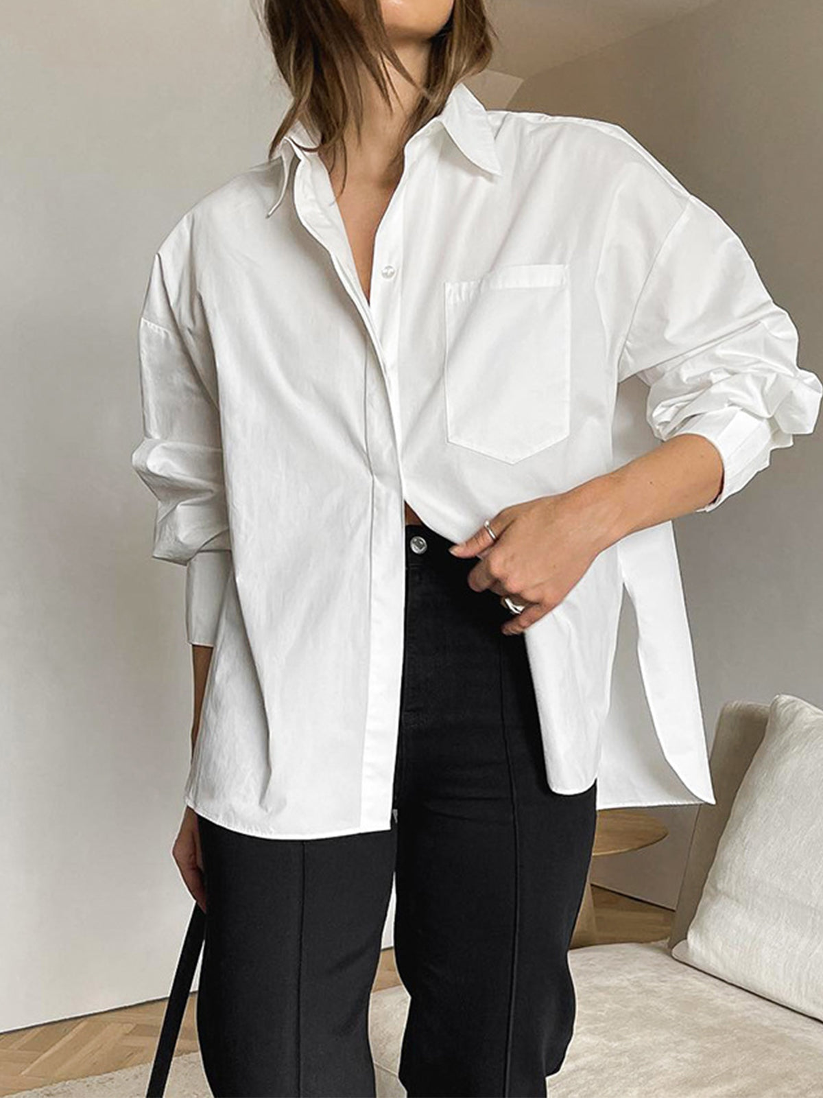 Minimalist Button Down Shirt-Chicvia