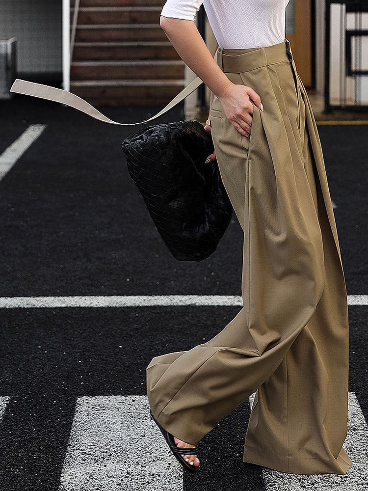 Oversized Tied Wide Leg Dress Pants-Chicvia