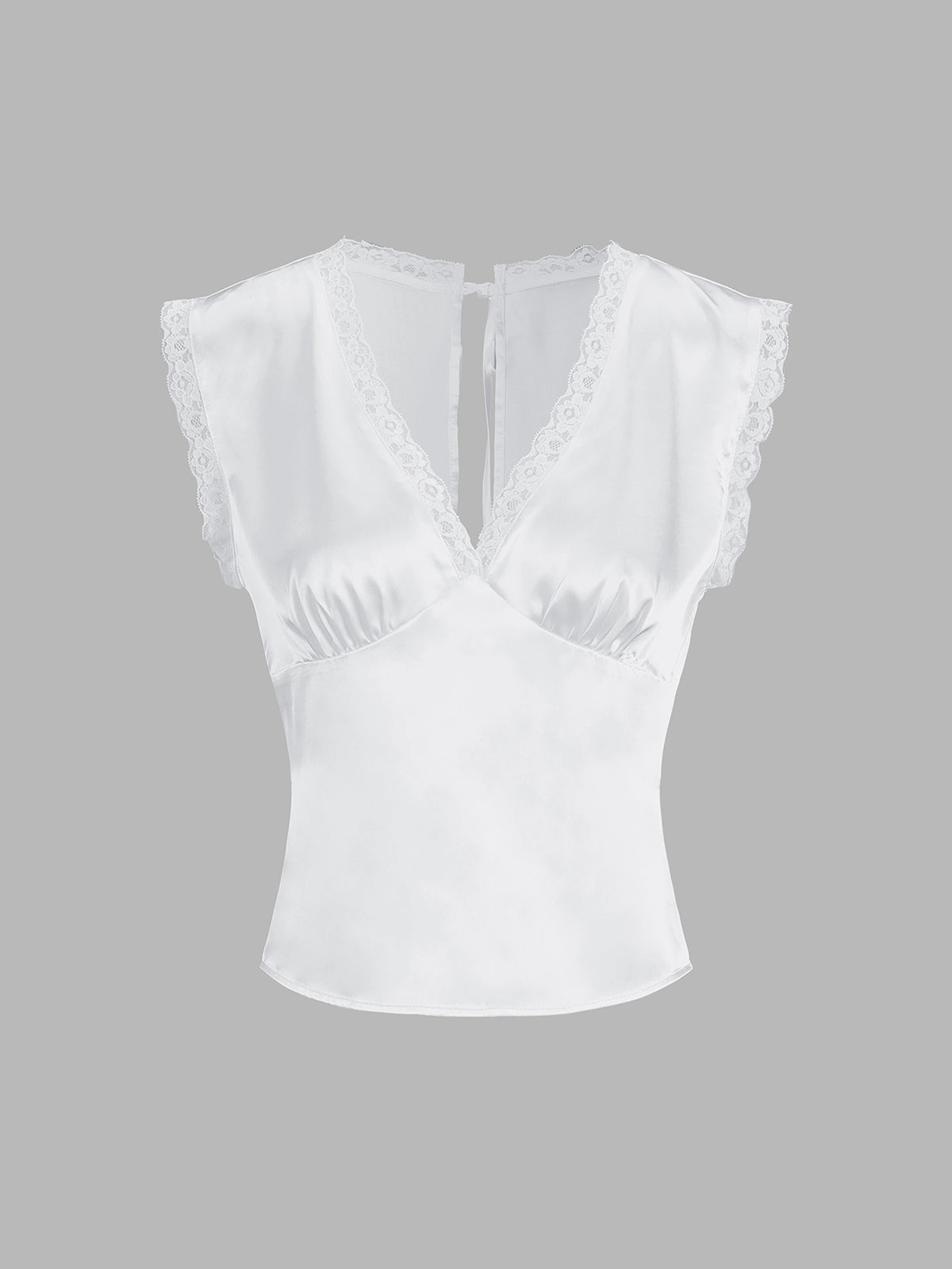 Lace Trim Satin Skirt Set-Chicvia