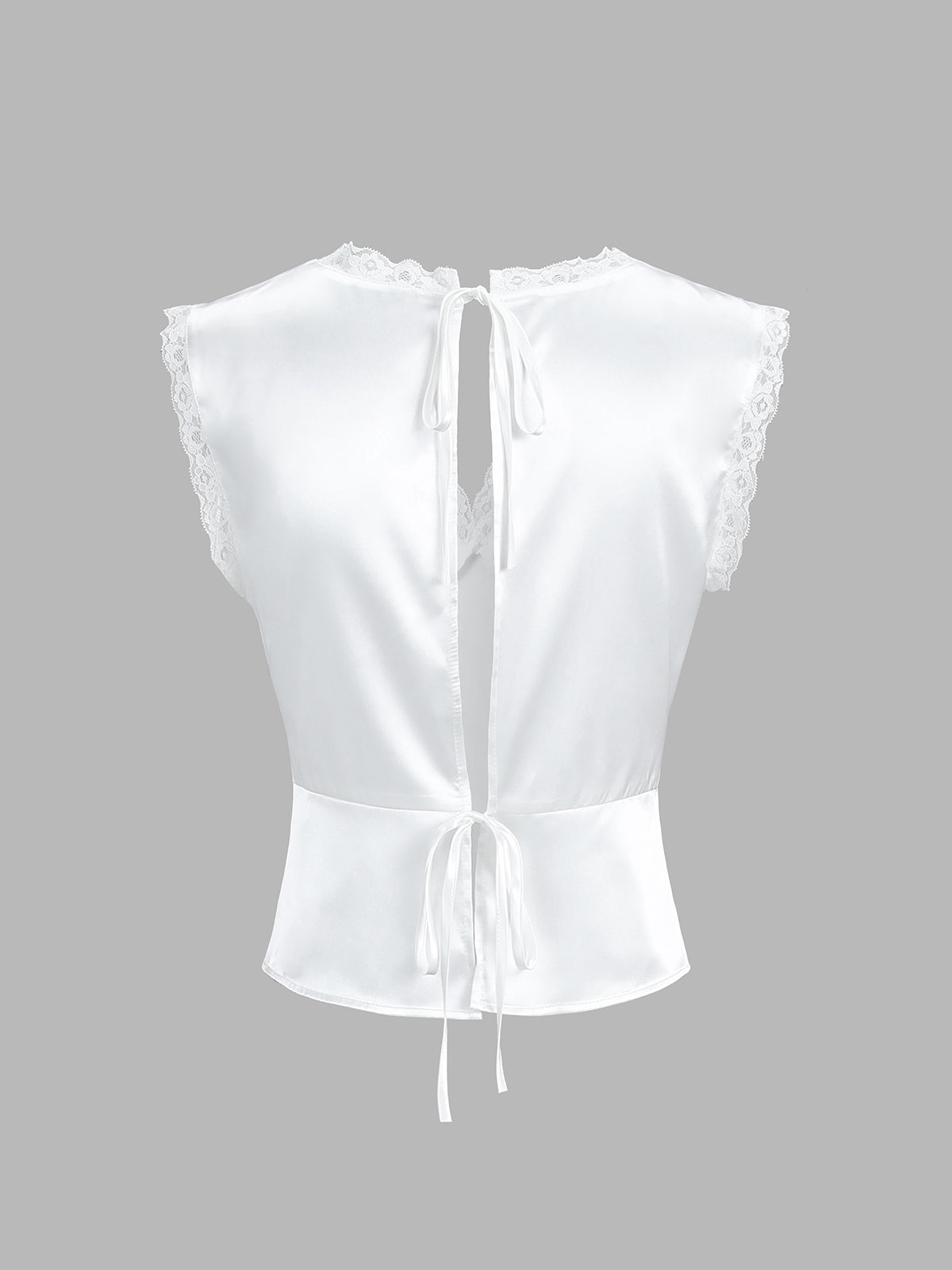 Lace Trim Satin Skirt Set-Chicvia