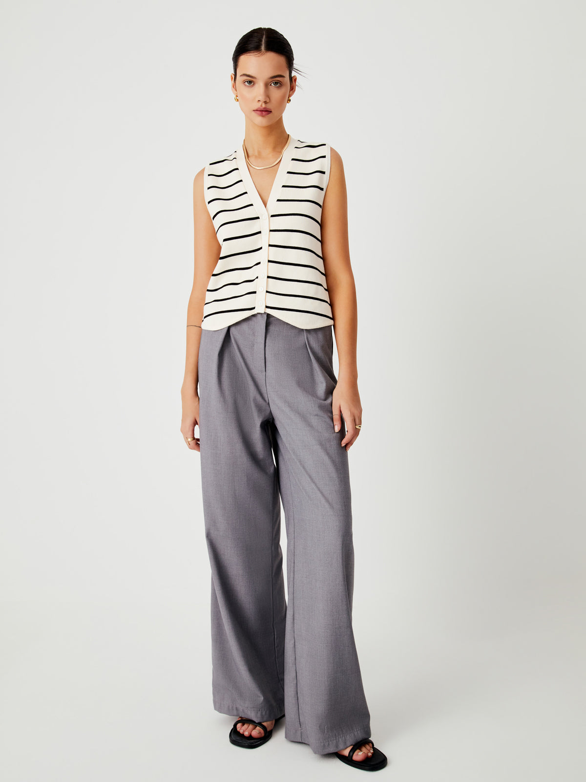 Effortless Stripe Vest-Chicvia
