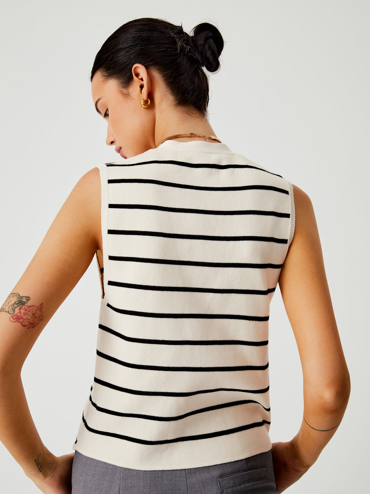 Effortless Stripe Vest-Chicvia