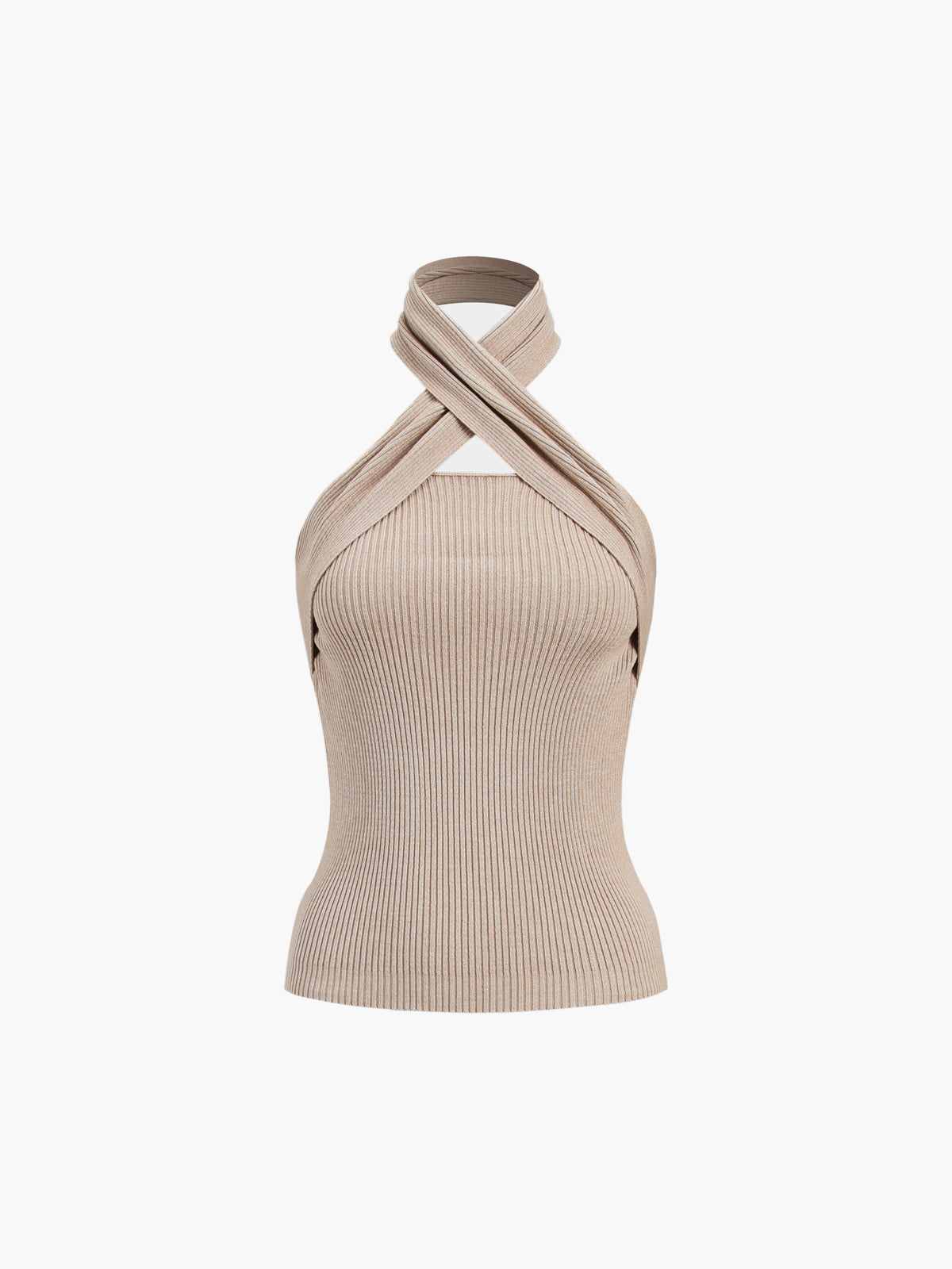 Chestnut Halter Rib Knit Top-Chicvia