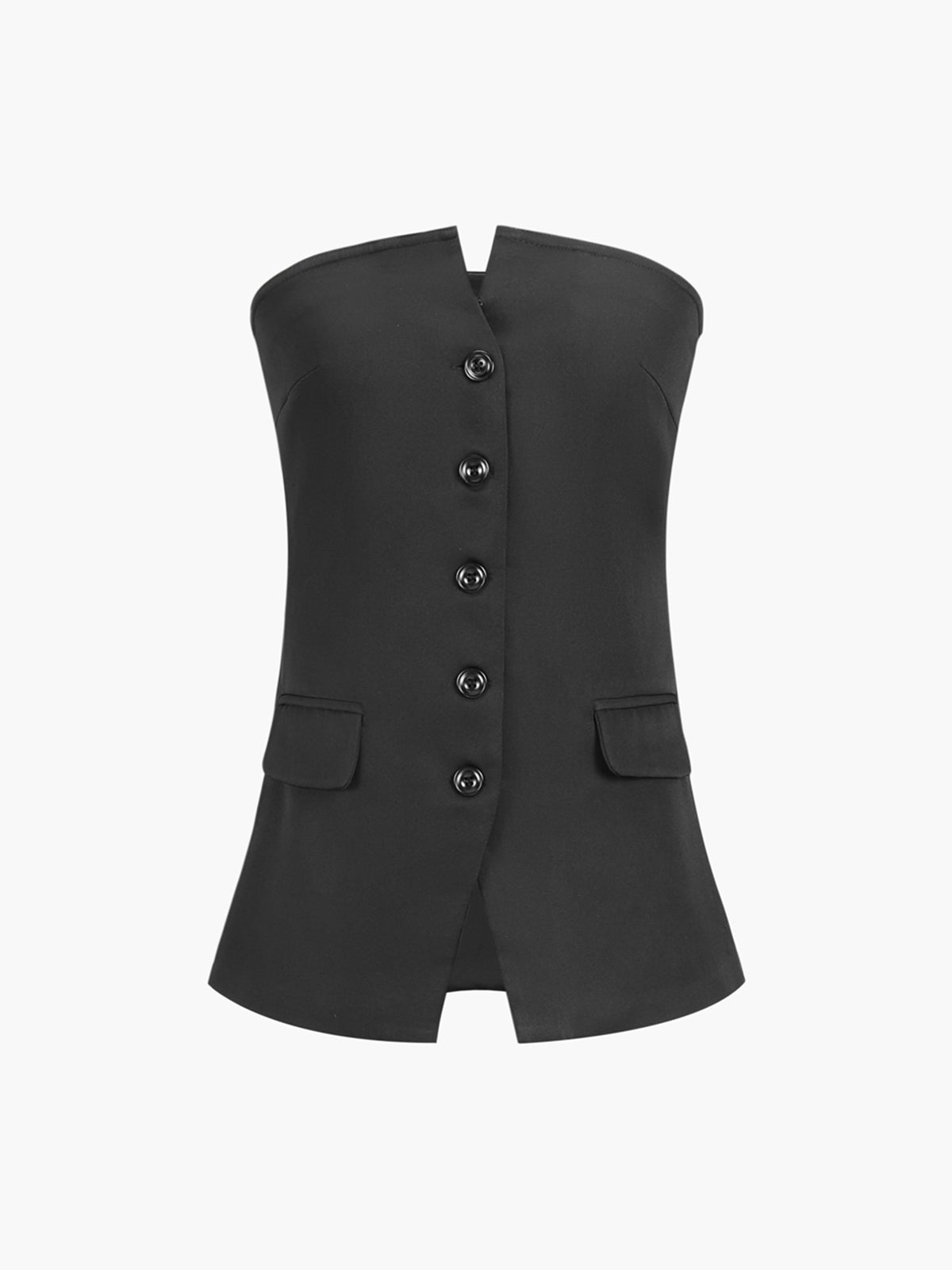 Button Down Tube Top-Chicvia