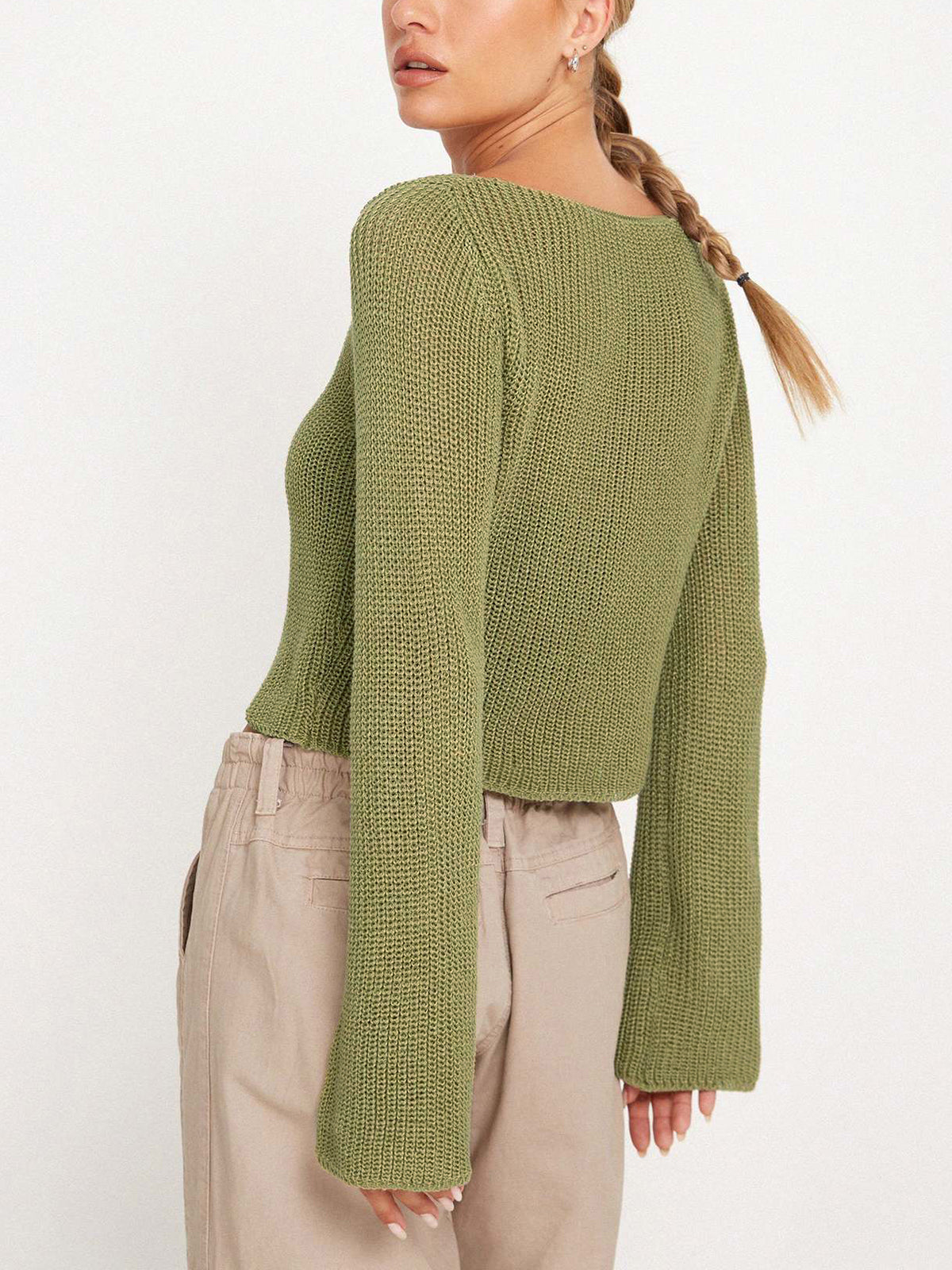 Oblique Buttoned Long Sleeve Cardigan-Chicvia