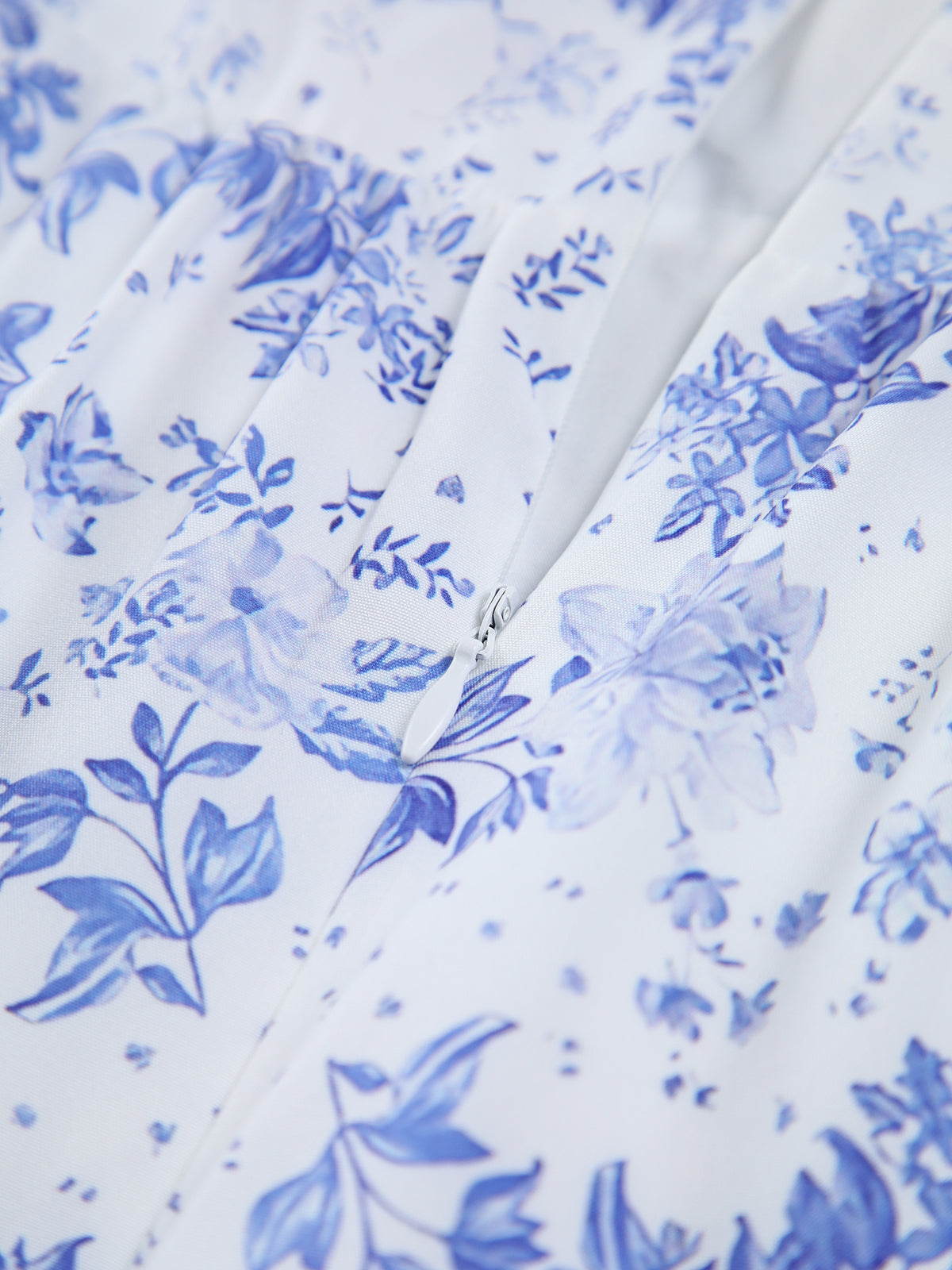 Forget Me Not Floral Pockets Zippered Long Dress-Chicvia