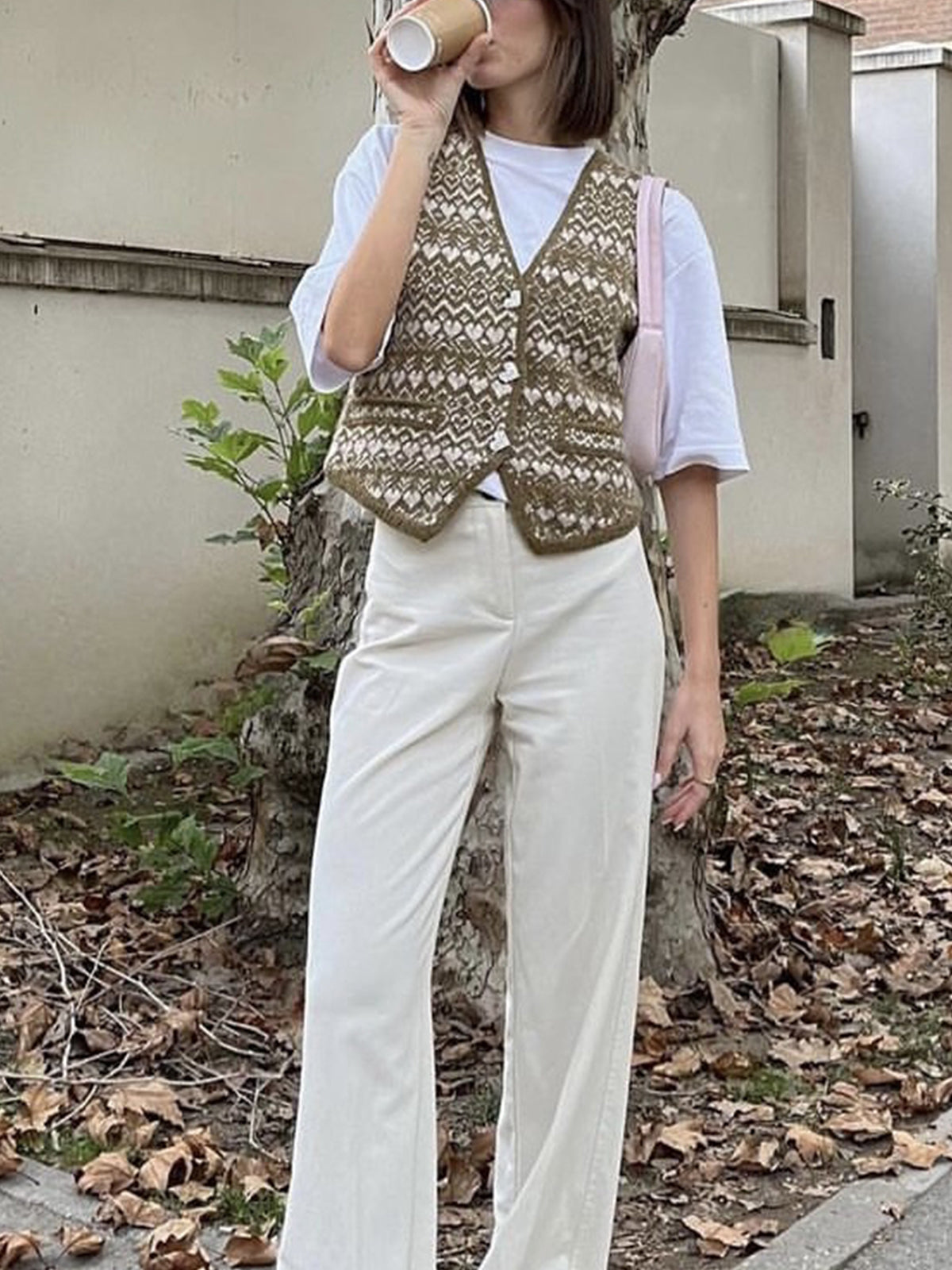 Cross My Heart Button Down Knit Vest-Chicvia