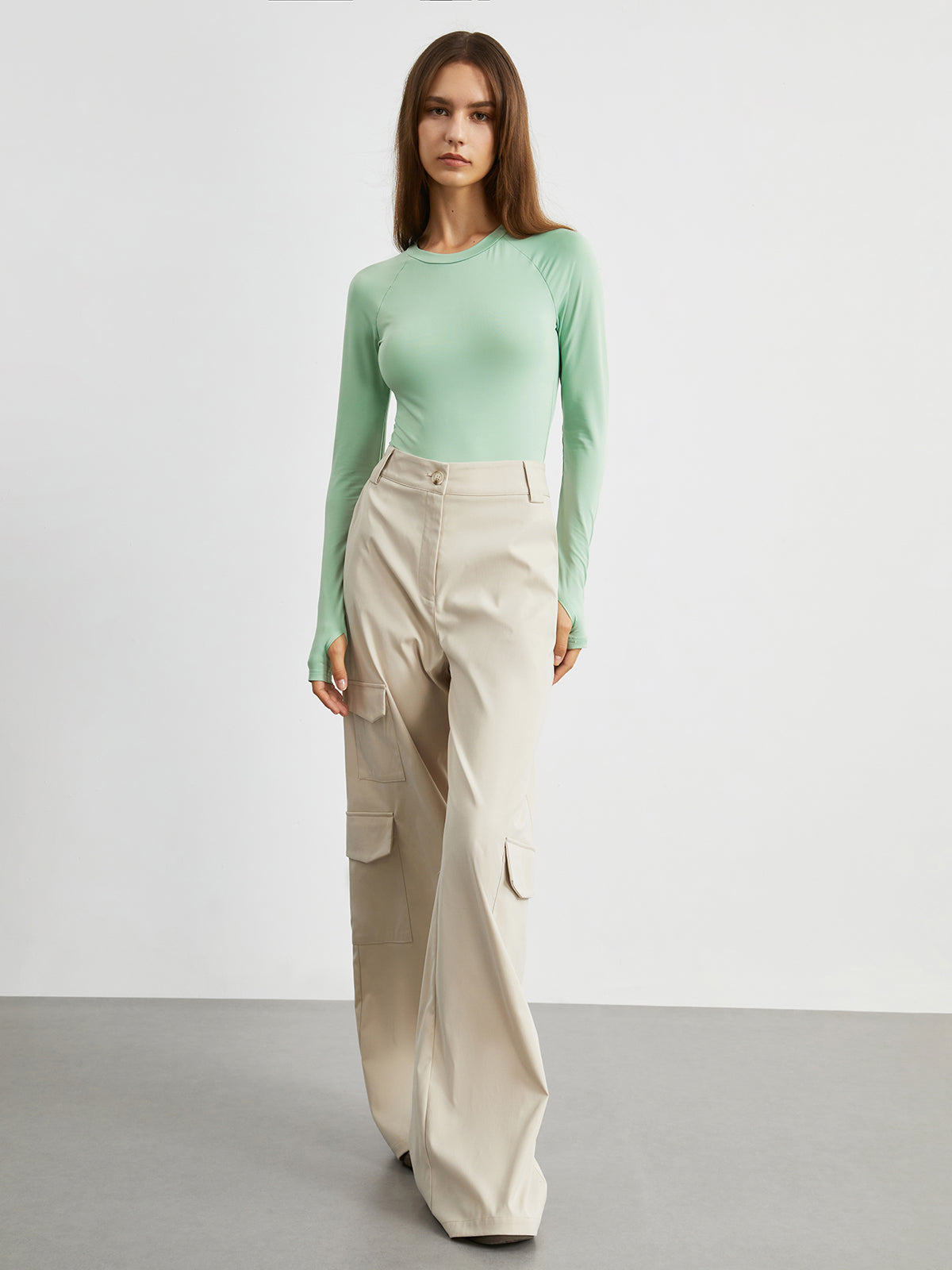 Mint Long Sleeve Bodysuit-Chicvia