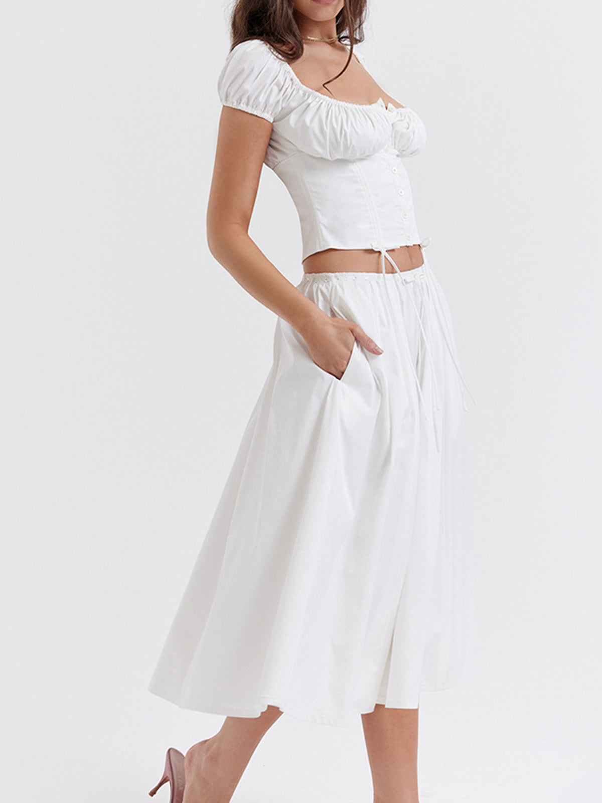 Cowgirl Aesthetics Semi-Sheer Zippered Maxi Skirt-Chicvia